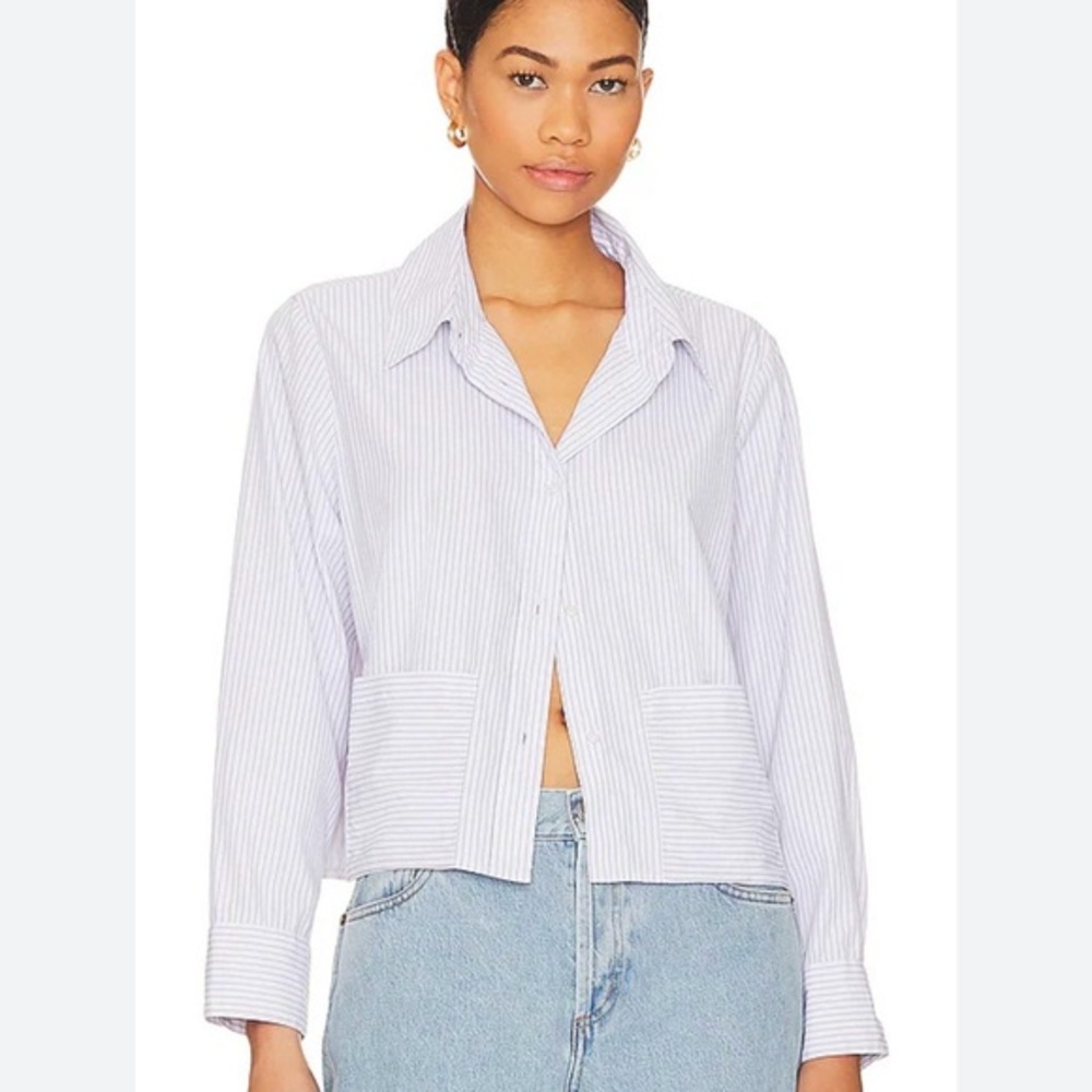 LNA Light Blue Striped Button-Down Shirt